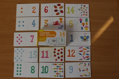 Dvojdílné oboustranné puzzle  14ks, tedy 28 dvojic, 