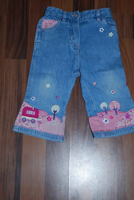 Kalhoty, džíny, rifle s nášivkami, mothercare,74