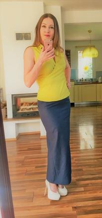 Modrá maxisukně s vysokým rozparkem, vel s/m,, m