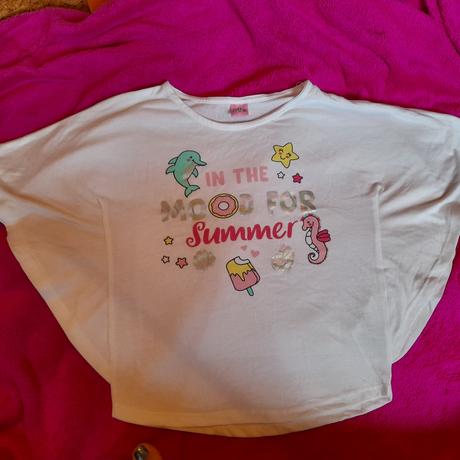 Krásný bílý crop top s obrázky, tričko holčičí, kiki&koko,122