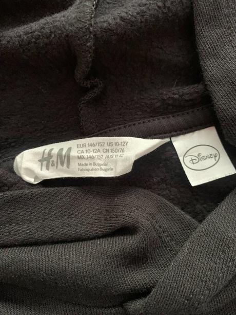 Černá mikina s kapucí mickey h&m vel. 146/152, h&m,146