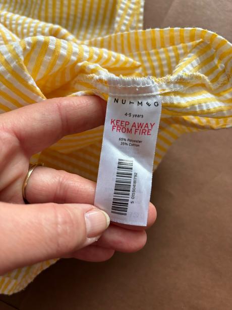 Ob/ šaty s pruhy žluto/bilé - v.4/5 let, nutmeg,110