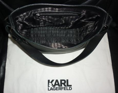Dámská černá kožená kabelka karl lagerfeld, karl lagerfeld
