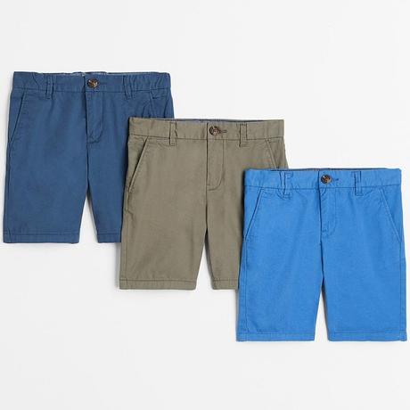 3-pack klučičí kraťasy h&m tmavé + khaki + modré, h&m,116