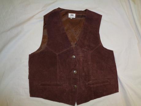 Hnědá kožená vesta na patenty, 170 / m / s