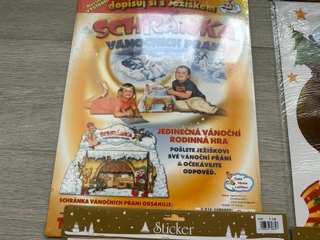 Vánoční samolepky na okno, schránka pro ježíška,