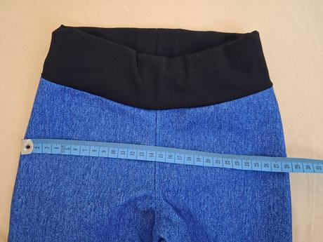 Jarní softshellové kalhoty, džínový vzhled, 92