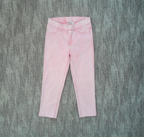 Růžové legíny tregíny džegíny kalhoty skinny 3/4, h&m,158