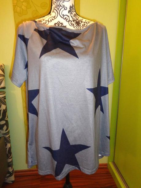 Luxusní šedostříbrné tričko s hvězdami, xxl