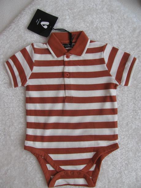 Letní kojenecký hnědo bílý overal s límečkem, 80