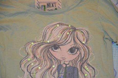 Zelené bavlněné triko s flitry next, next,134