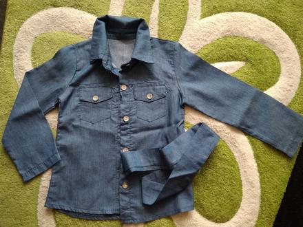 Košile + čelenka riflový vzhled "86-92", 86