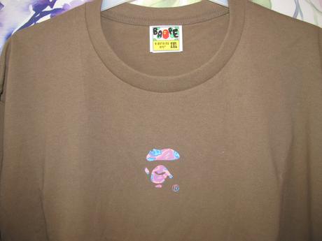 Pánské bavlněné hnědé tričko a bathing ape, xxl