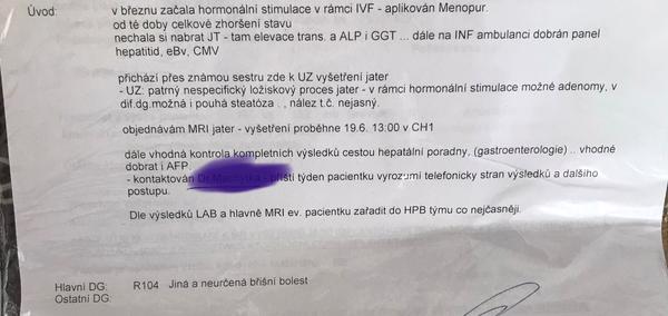 Ložisko na játrech po IVF stimulaci. Máte podobnou zkušenost?