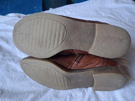 Hnědé kožené teplé kozačky, 36