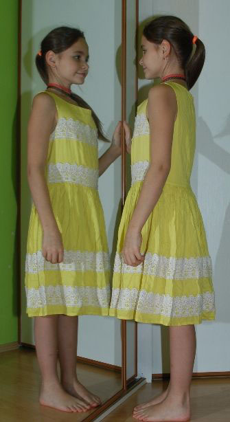 Bavlněné žluté letní šaty, 164