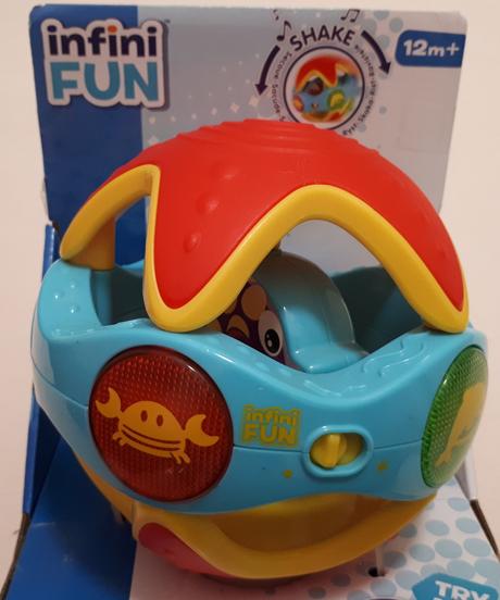 Zvukový a světelný míč, infinifun rattle ball,