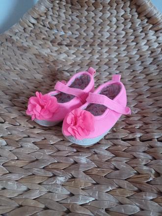 Neonové růžové capáčky balerínky 6-12m, matalan,<17