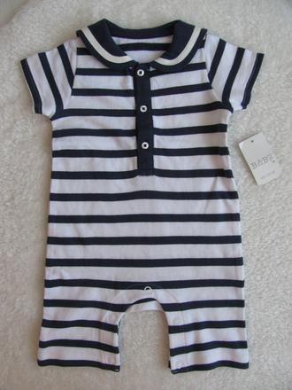 Letní bavlněný modro bílý overal v.3-6 měs., matalan,68