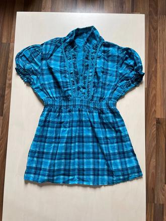 Modrá káro halenka, vel neuvedena cca s/m, itálie, m