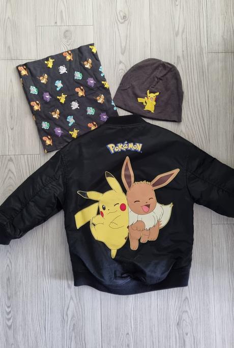 Dětská bunda pokémon + nákrčník a čepice, vel 122, reserved,122