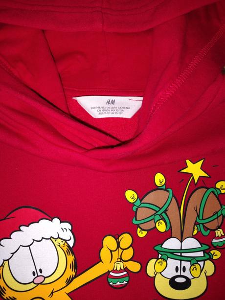 Dětská červená mikina h&m 146/152 s vánočním motiv, h&m,146