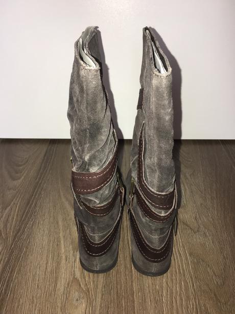 Hnědé vysoké kožené kozačky replay, replay,38