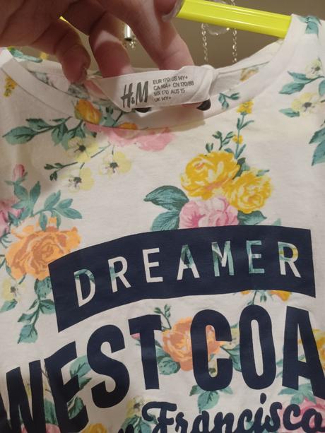 Tričko s kytičkami croptop 170 / xs-s, h&m,170