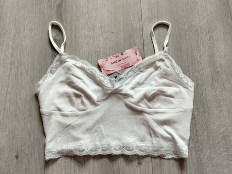 Tílkový crop top s krajkou, l