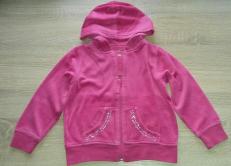 Růžová sametová mikina s kapucí vel. 104-110, 104