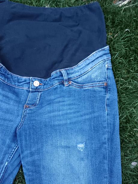 Těhotenské trhané/drbané rifleh&m slimboyfriend 38, h&m,38