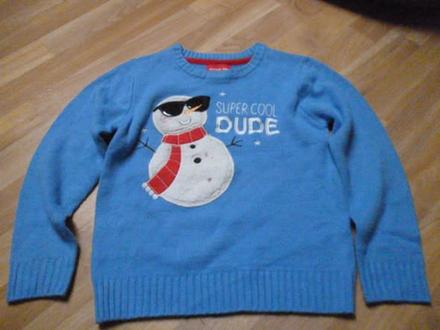Vánoční svetr sněhulák vel. 5-6, 116