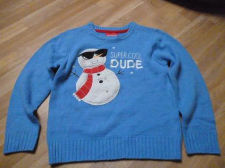 Vánoční svetr sněhulák vel. 5-6, 116