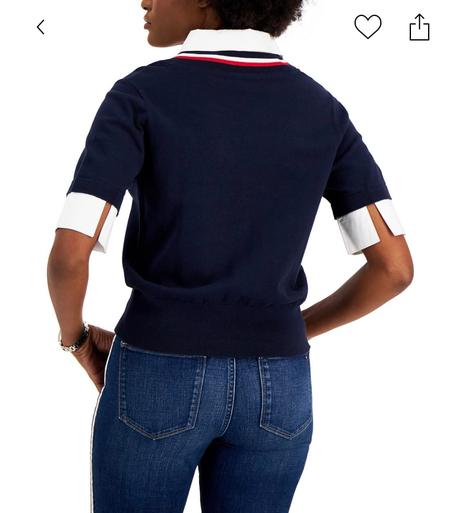 Navy svetřík s podšitou bílou košilí tommy hilfige, tommy hilfiger,s