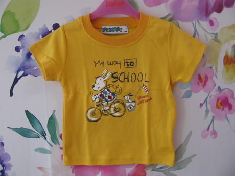 Krásné žluté bavlněné tričko se zajíčkem, 92