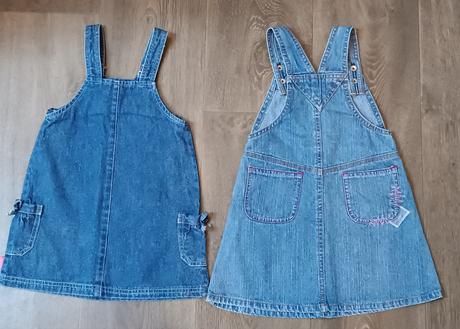 2x dívčí džínové sukně s laclem,vel.80/86 a 104, 80