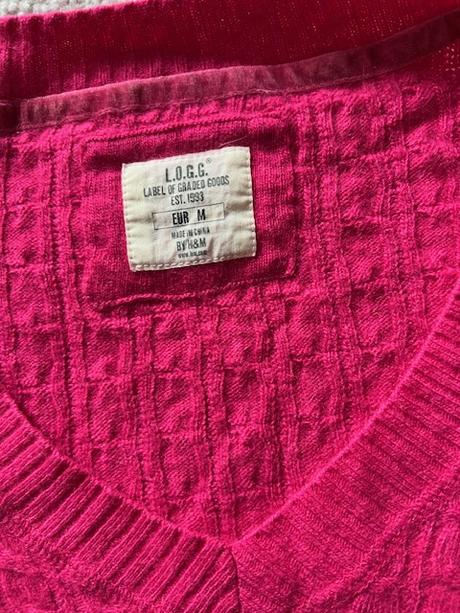 Dámský růžový svetr s copánkovým vzorem, h&m,m