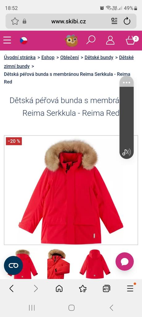 Zimní membránová bunda, reima,152