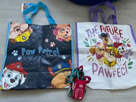 Nákupní taška paw patrol, 2 ks, skládací batoh,