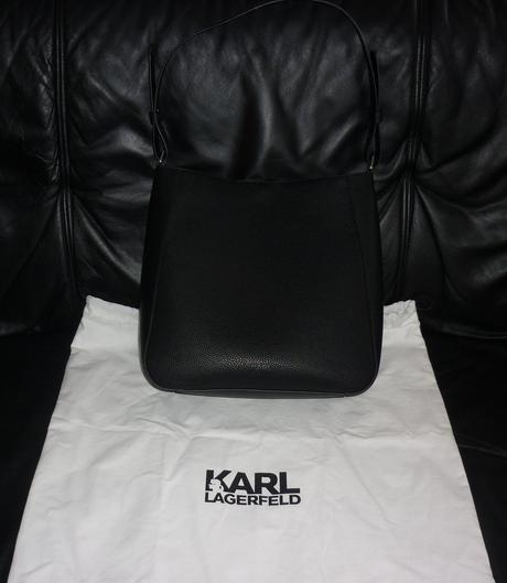 Dámská černá kožená kabelka karl lagerfeld, karl lagerfeld