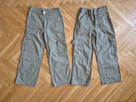 2x plátěné kalhoty, 128