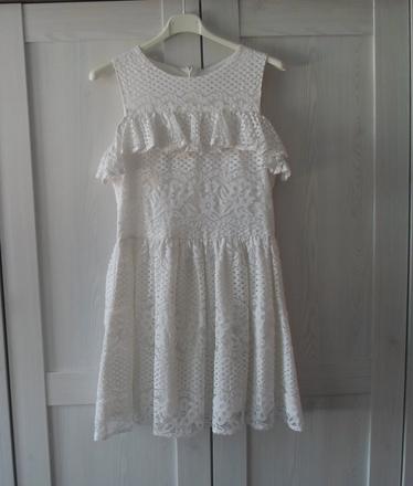 Bílé krajkové šaty šatičky, f&f,158