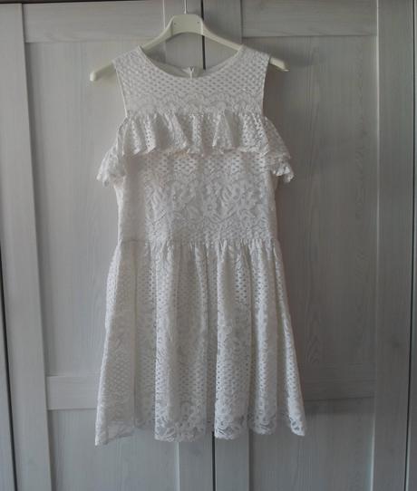 Bílé krajkové šaty šatičky, f&f,158
