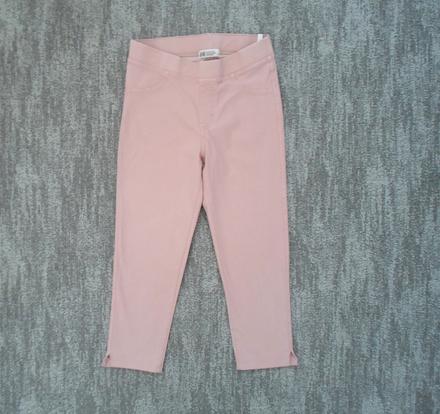Růžové legíny tregíny džegíny kalhoty skinny 3/4, h&m,158
