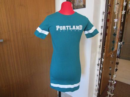 Pěkné zelené bavl. šaty, kr. rukáv, vel. 146, gate,146