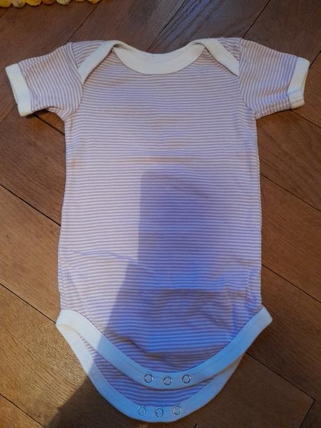 Pruhované fialkové bodýčko krátký rukáv, 74