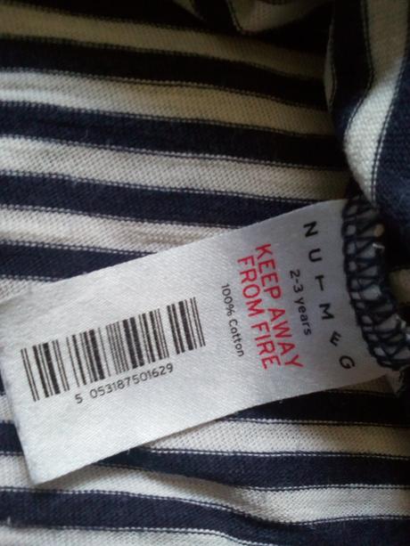 Pruhované triko tunika zn.nutmeg,vel.92/98, nutmeg,92