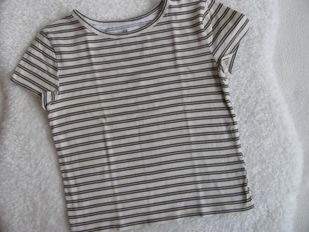 Crop top béžové tričko s proužkem h&m, h&m,152