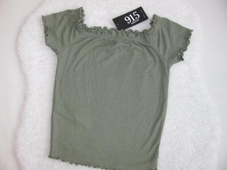 Khaki pružné tričko crop top, new look,158