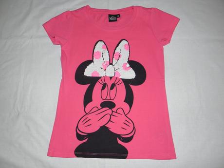 Růžové tričko s minnie a flitry zn. disney vel.134, disney,134